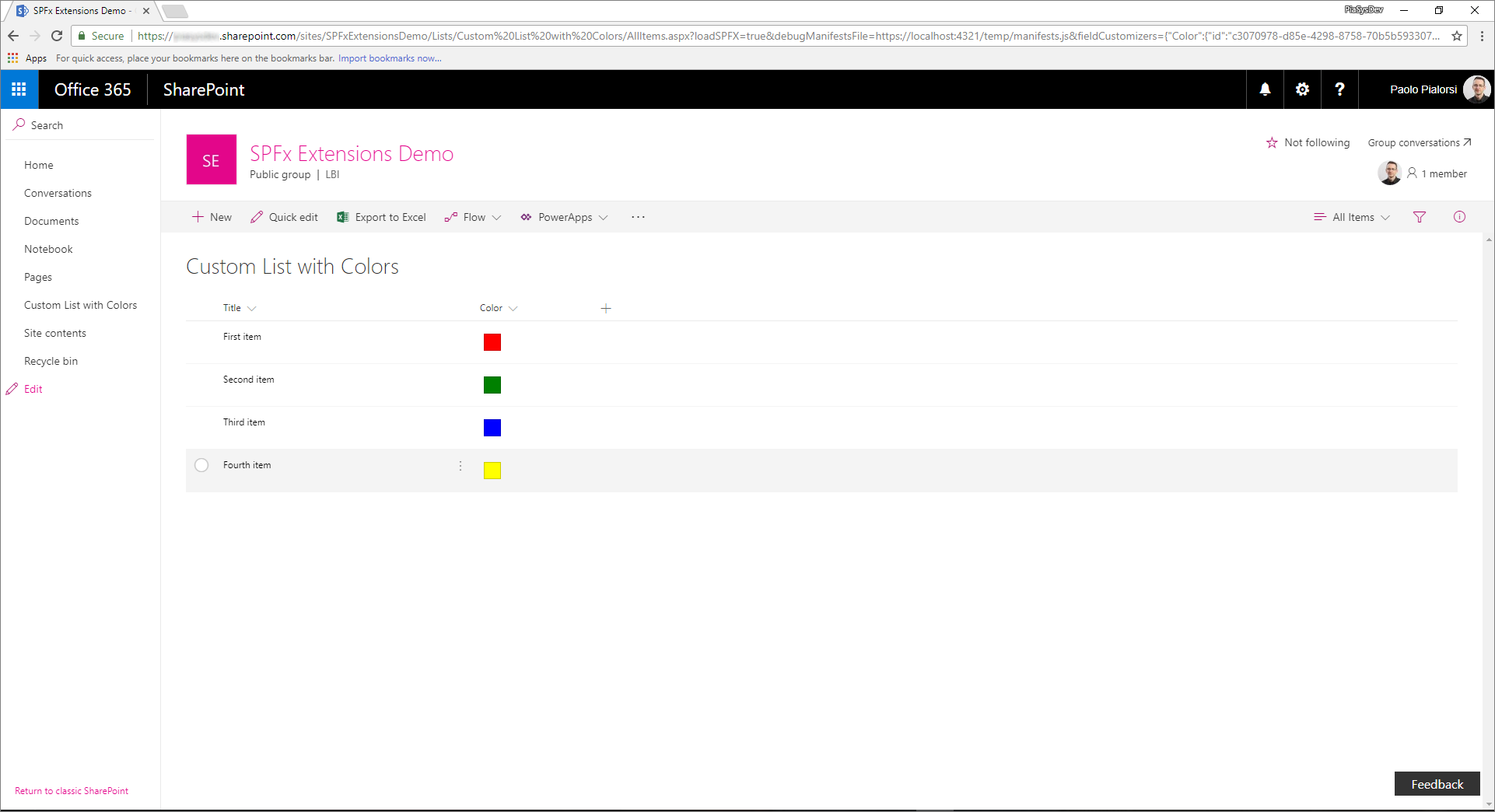 The Field Customizer rendered in "modern" list