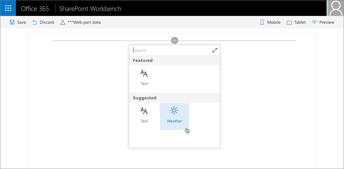 Selected Fluent UI icon displayed in the toolbox to represent the web part