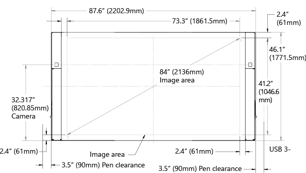 84 ” Surface Hub의 전면 보기.