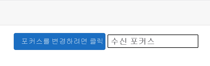 사용자가 입력 요소에 포커스를 설정하기 위해 단추를 클릭한 후의 웹 페이지의 스크린샷.