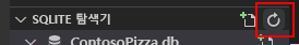 SQLite Explorer의 제목 표시줄에 있는 데이터베이스 새로 고침 버튼을 보여 주는 스크린샷.