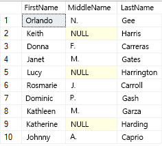 Screenshot of SQL query results with no mask.