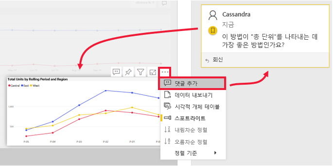 동료에 대해 at 기호를 사용하는 예제 주석의 스크린샷.