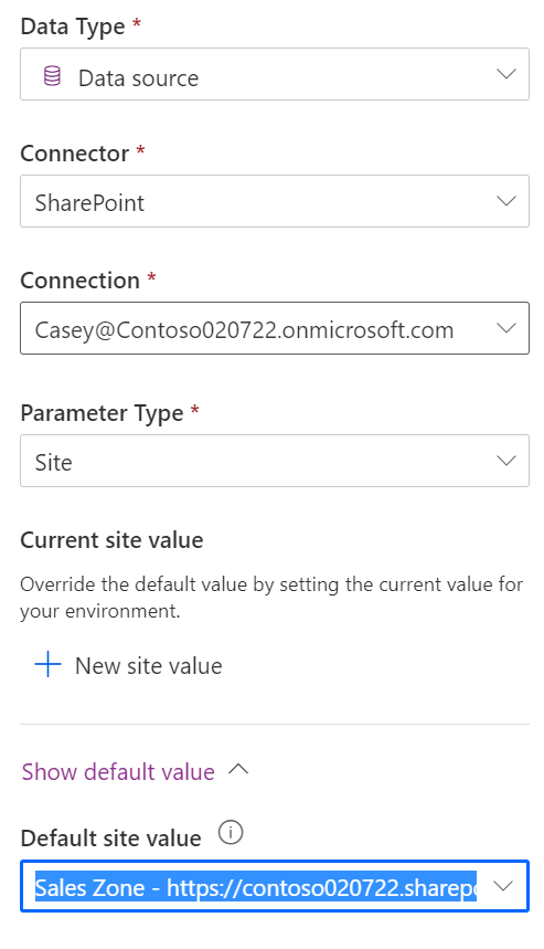 Screenshot of setting up a data source environment variable.