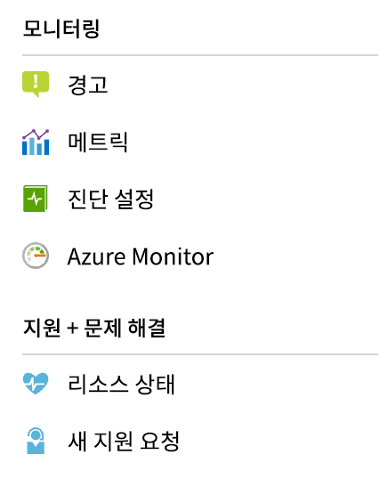 Azure Portal의 모니터링 옵션