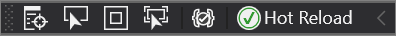 Visual Studio 2019의 'XAML 핫 다시 로드 사용 가능' 도구 모음 스크린샷