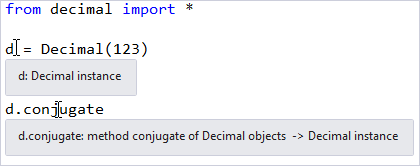 Visual Studio 편집기에서 빠른 정보 표시 정보를 보여 주는 스크린샷.