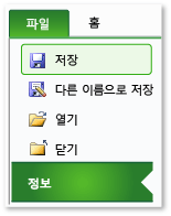 Excel의 정보 탭