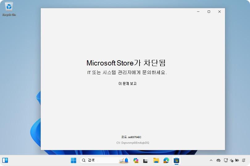 Microsoft Store 앱이 액세스를 차단한 스크린샷