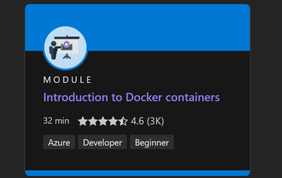 Microsoft Learn Docker 과정 스크린샷