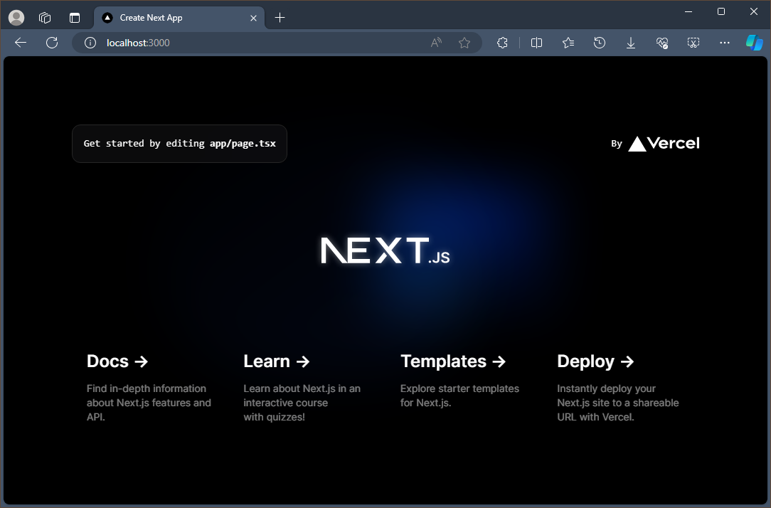 localhost:3000에서 실행되는 Next.js 앱