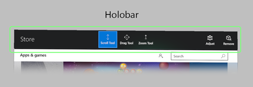 HoloLens에서 실행되는 2D 앱에 대한 앱 바