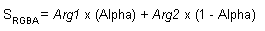 혼합 확산 알파 연산의 수식(s(rgba) = arg1 x alpha + arg 2 x(1 - alpha))