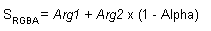 혼합 텍스처 알파 pm 연산의 수식(s(rgba) = arg1 + arg 2 x(1 - alpha))