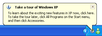 '둘러보기 windows xp' 알림의 스크린샷 