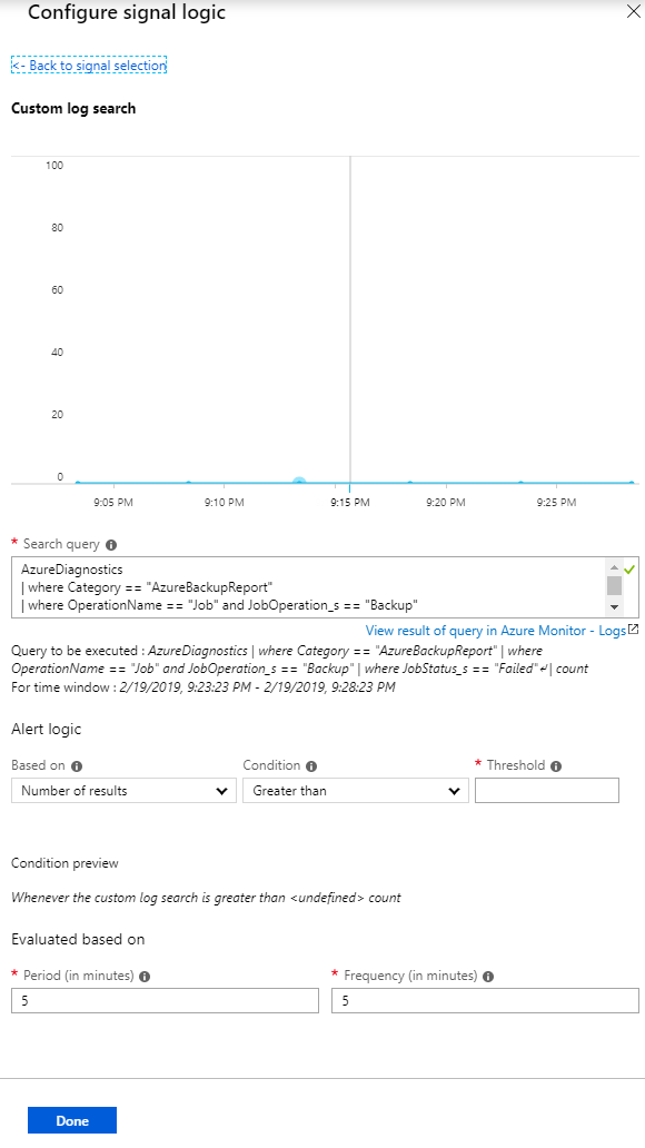 Setting up an alert condition