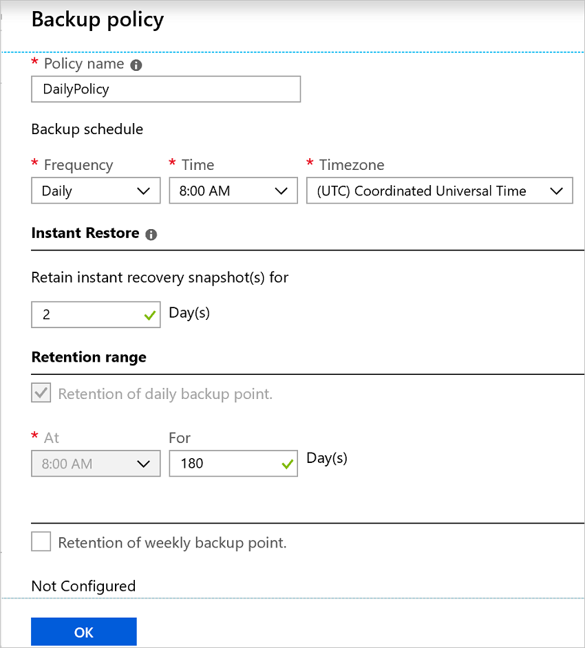 Default backup policy