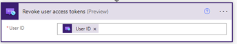 Screenshot that shows the Azure Communication Services Identity connector Revoke access token action input.