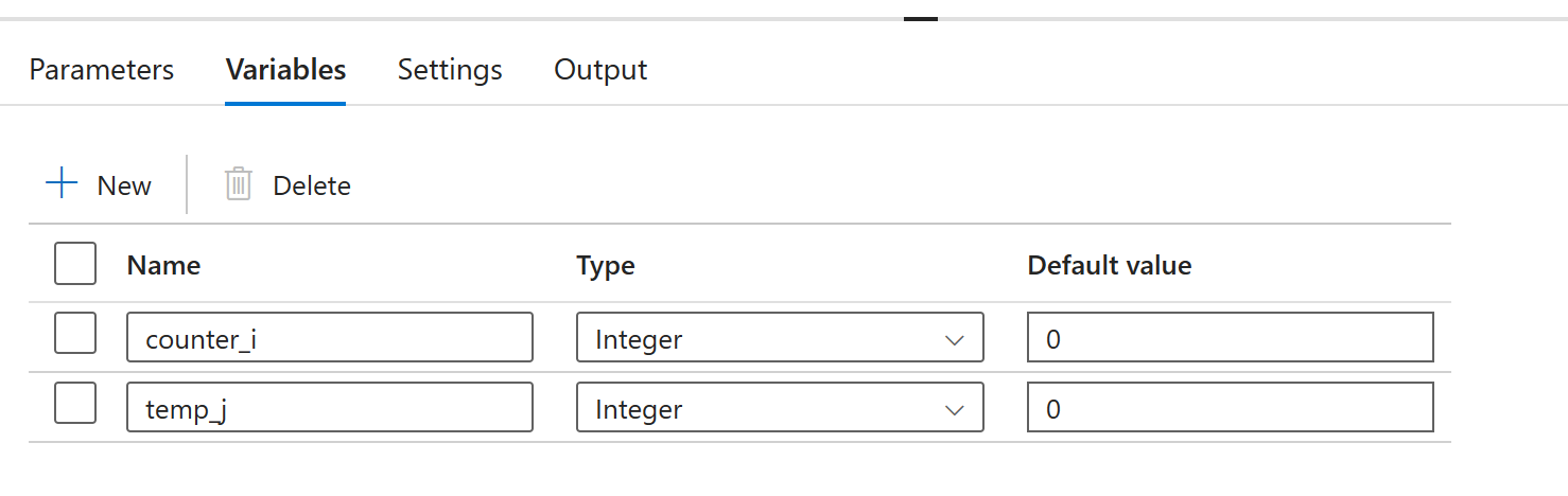 Screenshot shows defining variables.