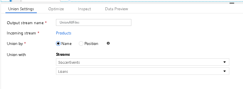 Union transformation settings