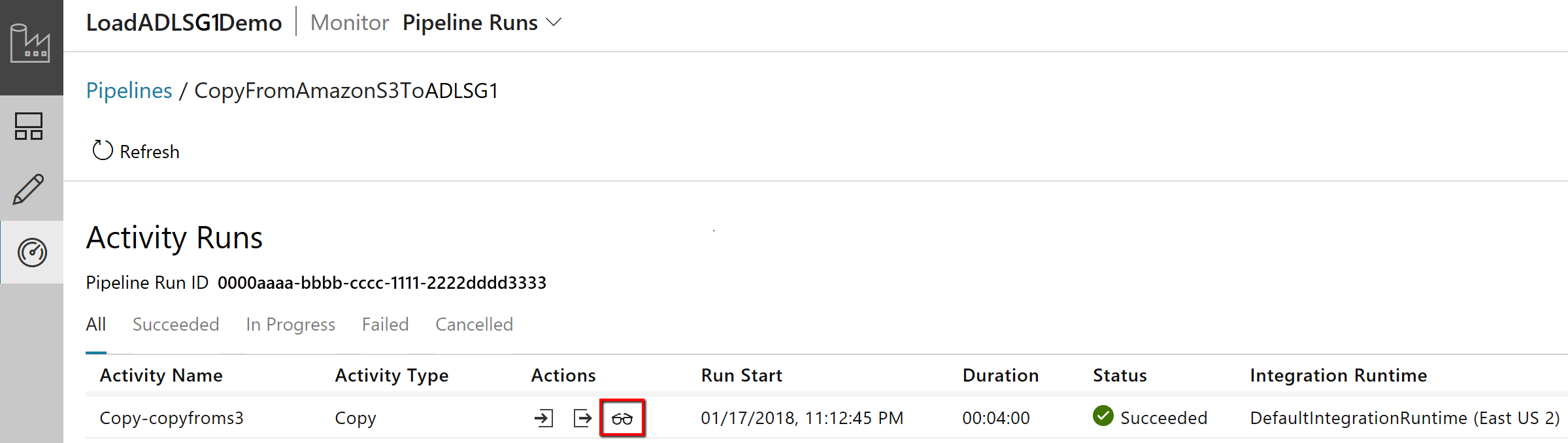 Monitor activity runs