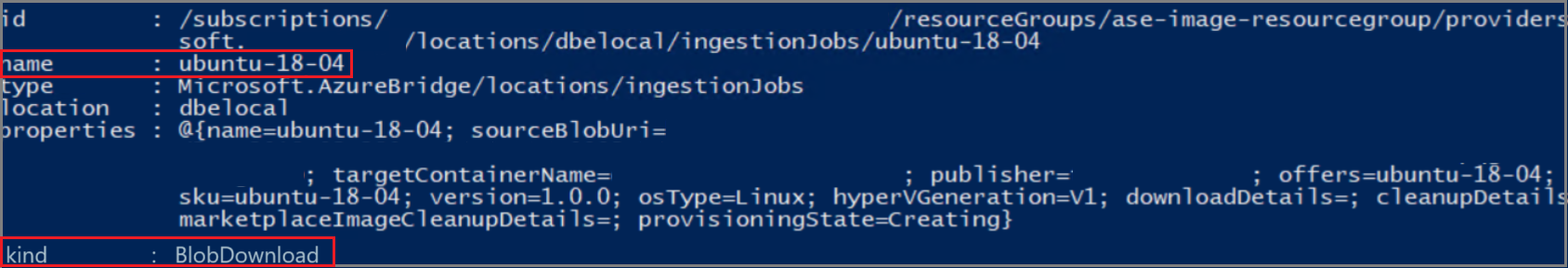 Screenshot of example syntax to find ingestion job name.