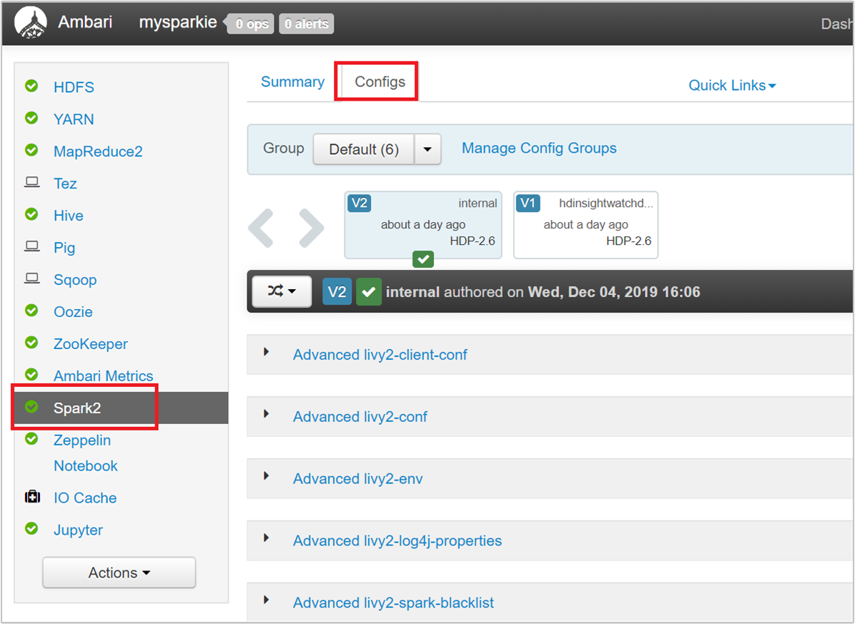 Set parameters using Ambari custom.