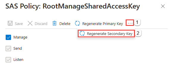 Screenshot of SAS Policy page with Regenerate options selected.