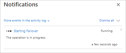 Notification for failover progress