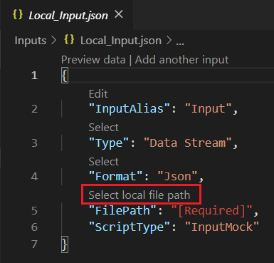 Enter local file path in Visual Studio