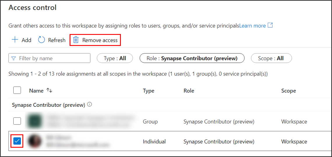 Delete a role assignment to remove access