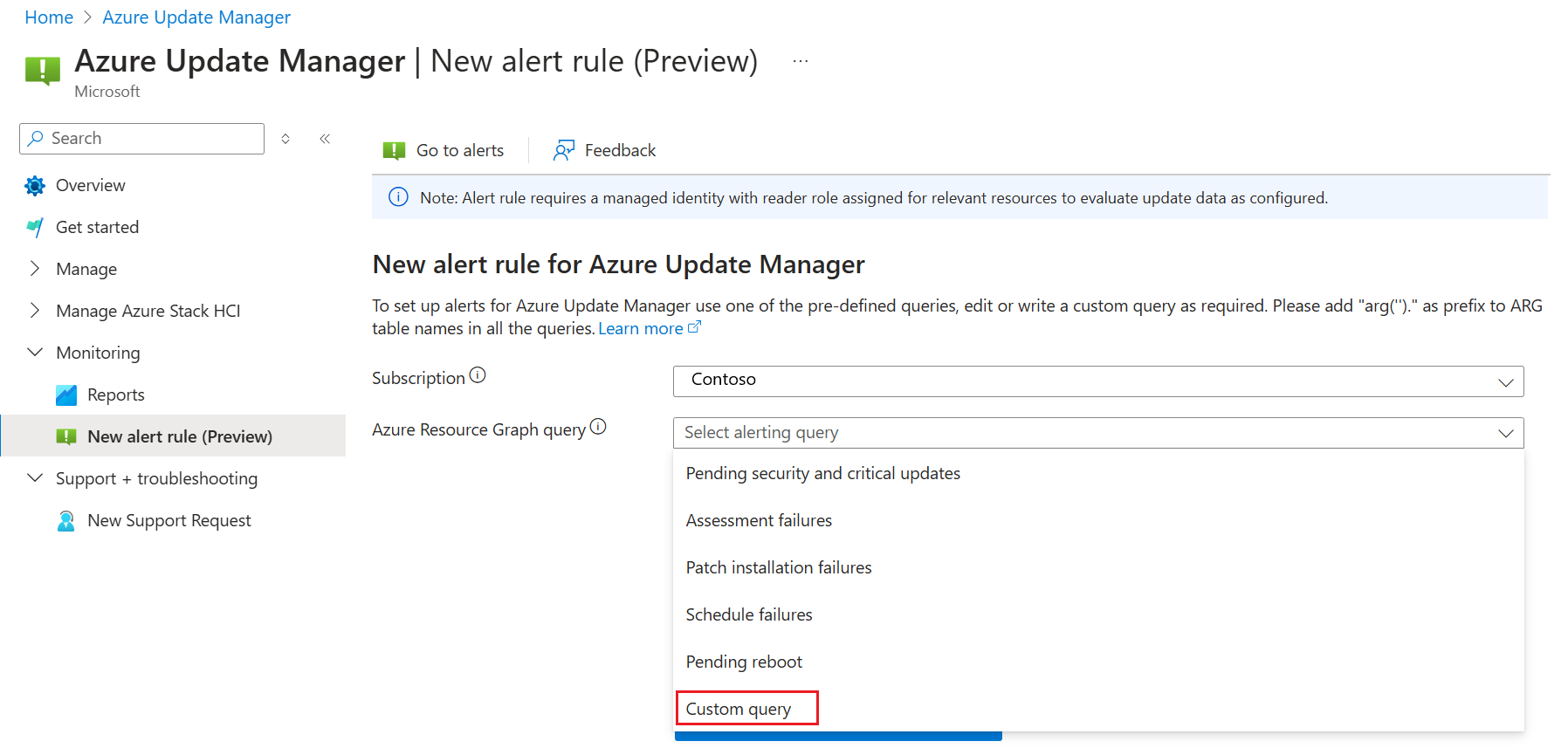 Screenshot that shows how to create alert rule.