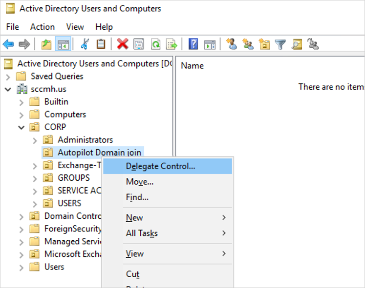 Screenshot of the Delegate Control command.