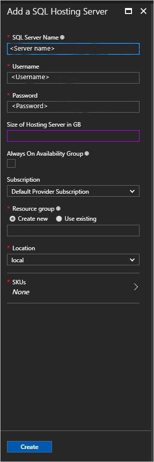 Add a SQL Hosting Server in Azure Stack Hub administrator portal