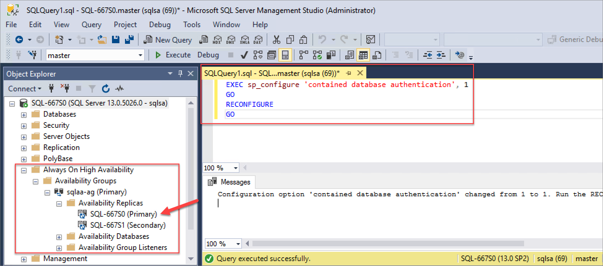 Set contained database authentication