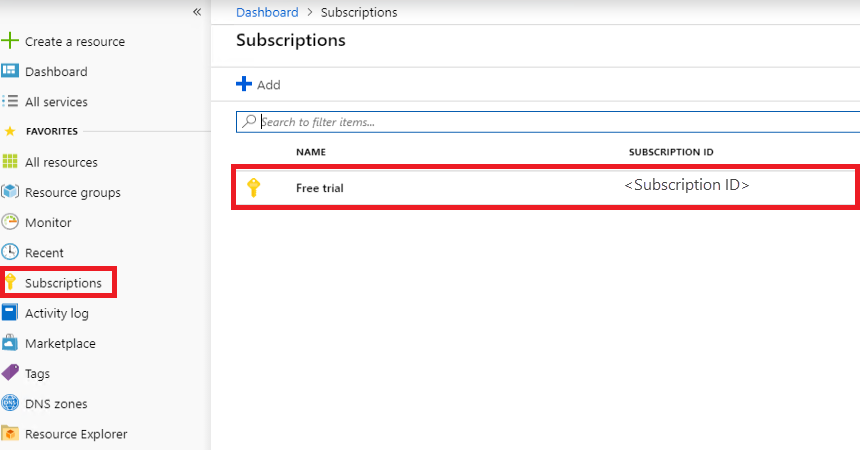 Select subscription for assignment