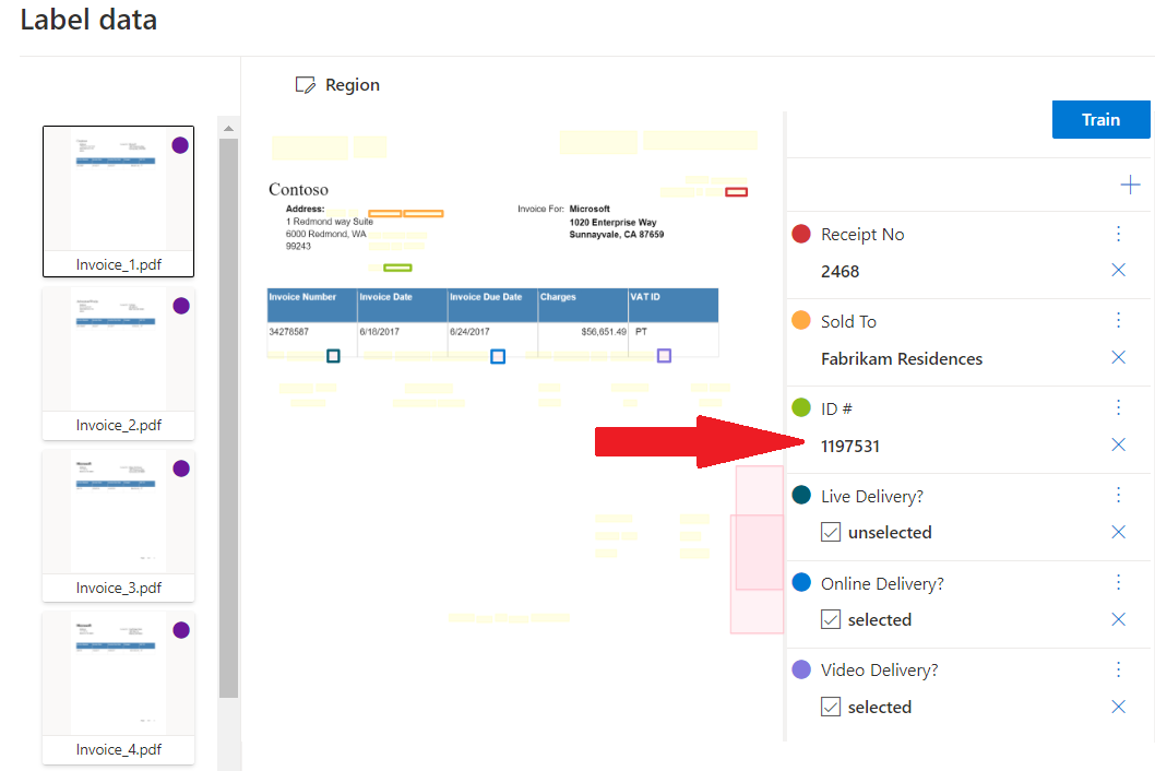 Screenshot of Document Intelligence tool analyze-a-custom-form window.