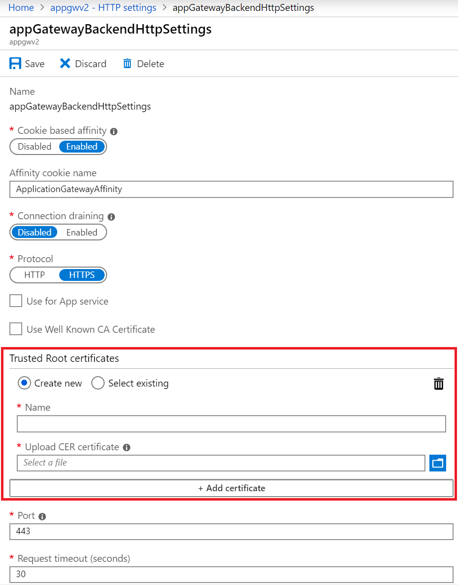 Add trusted root certificate