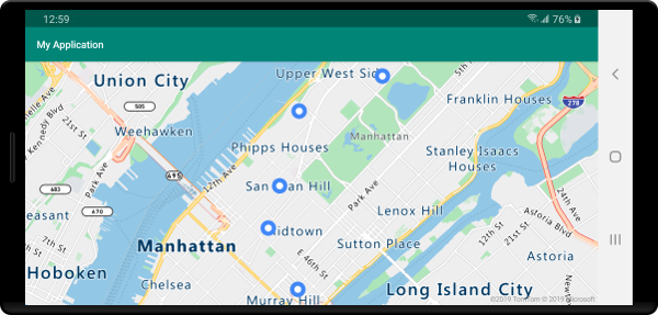 Map with points rendered using bubble layer