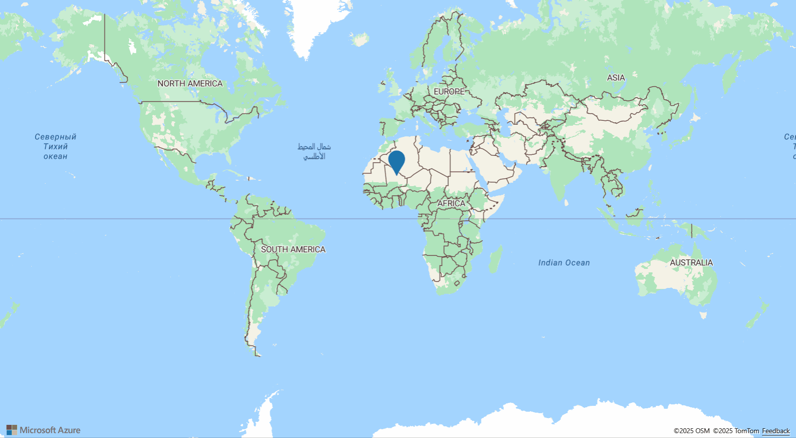 A screenshot of a map of the world with a symbol going in a circle, demonstrating how to animate the position of a symbol on the map by updating the coordinates.