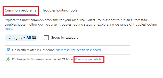 Screenshot that shows viewing common problems in the Diagnose and solve problems tool.