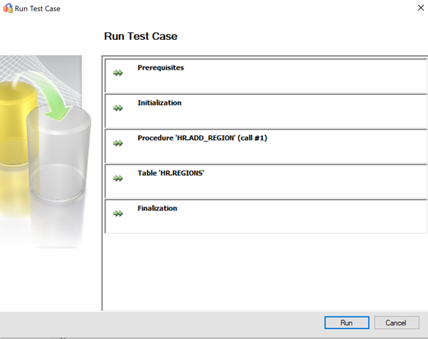 Screenshot that shows step to run test case.