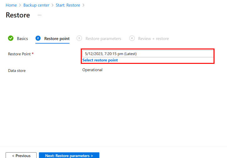 Screenshot shows how to view the restore points.