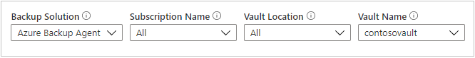 Screenshot shows how to set the report filter Backup Solution.