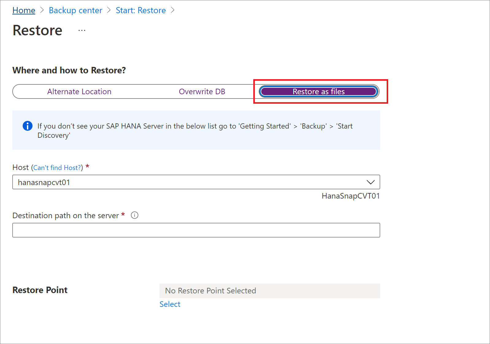 Screenshot that shows how to choose the destination path.