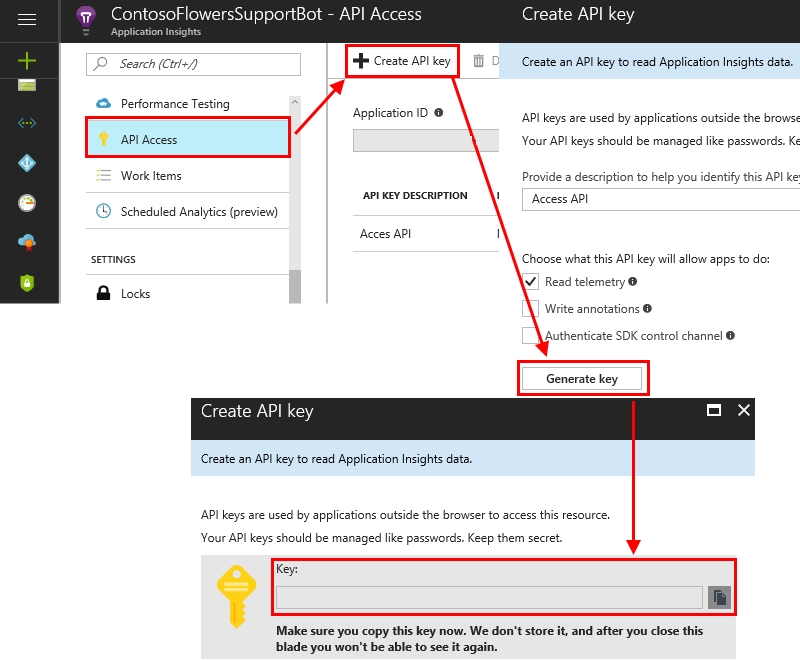 Portal screen capture of the Application ID and API Key