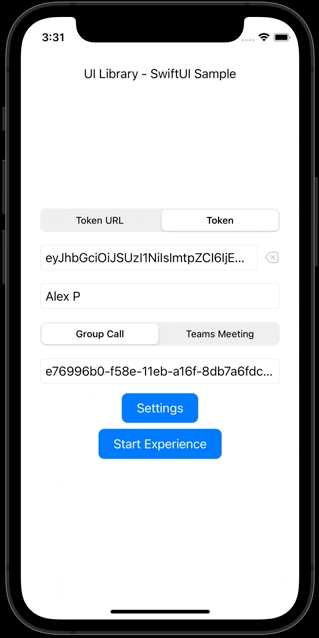 GIF animation that shows the premeeting experience and joining experience on iOS.