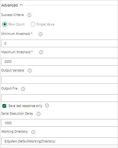 Screenshot showing the query returns rows and set the row count thresholds.