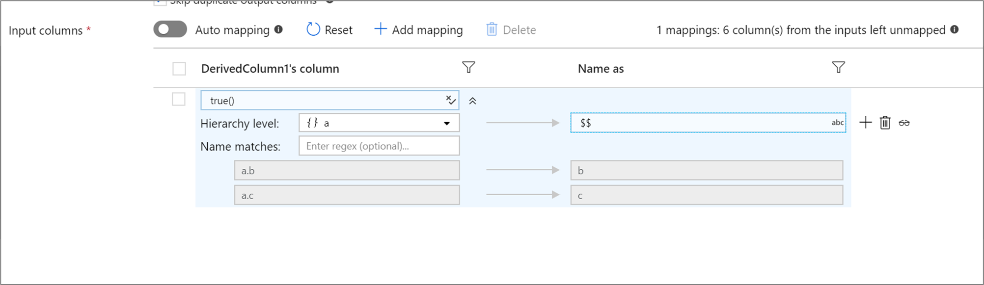 Screenshot shows a rule-based mapping using for a hierarchy.