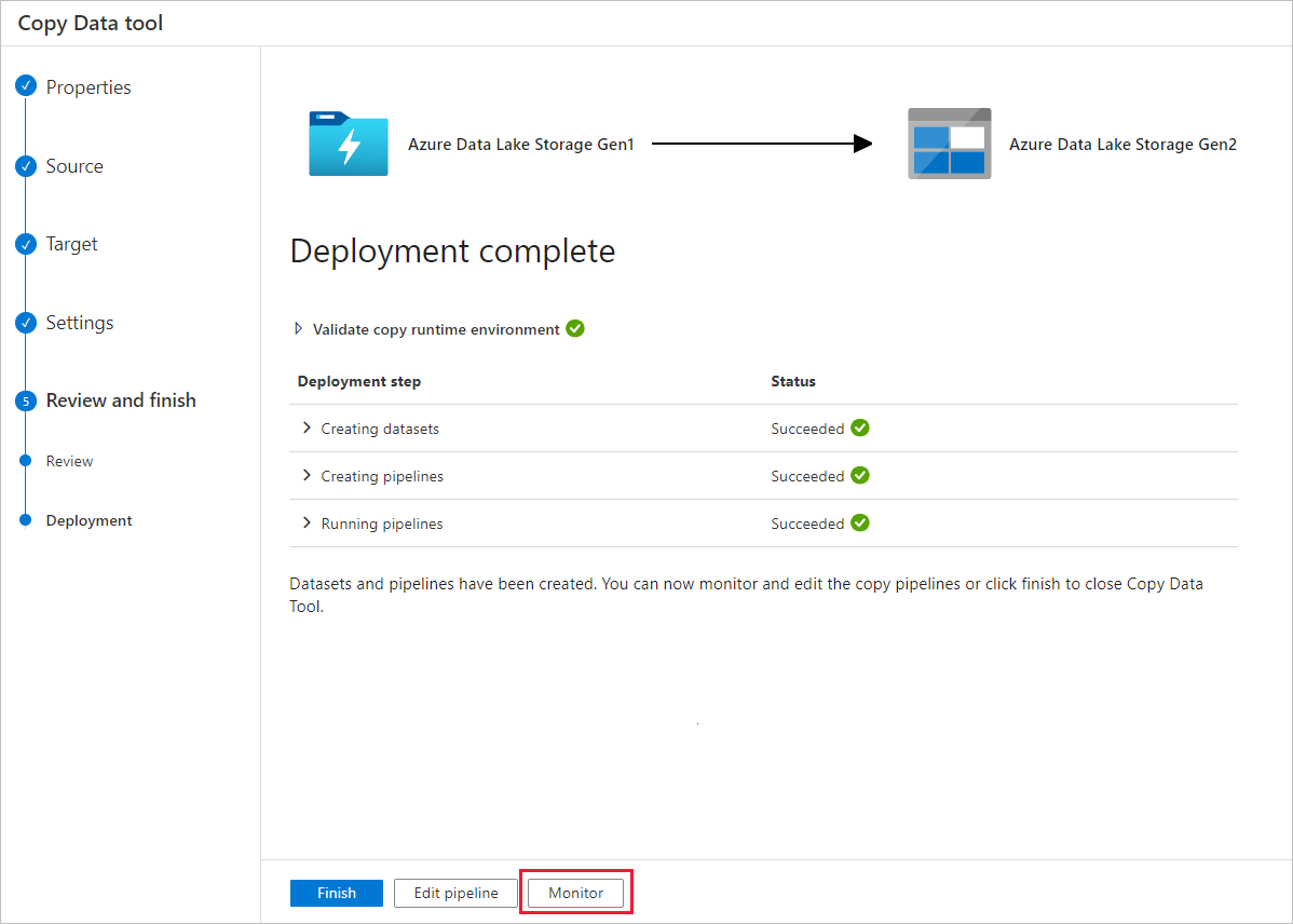 Screenshot showing the Deployment page.